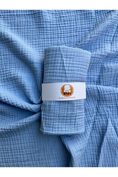 runbaby 75X75Cm Oeko-Tex Certified 4 Layer Muslin Blanket and Baby Blanket - Light Blue