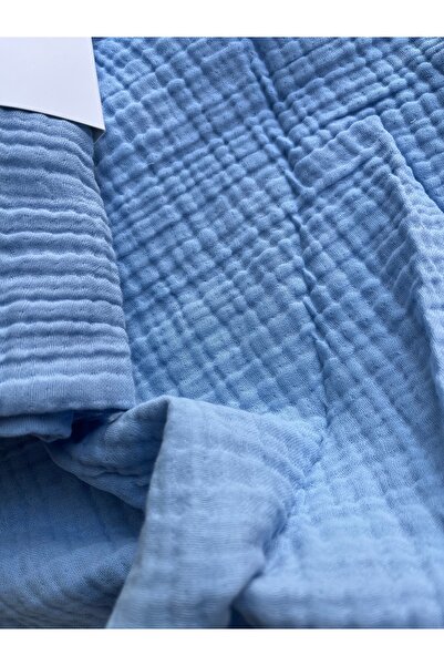 runbaby 75X75Cm Oeko-Tex Certified 4 Layer Muslin Blanket and Baby Blanket - Light Blue