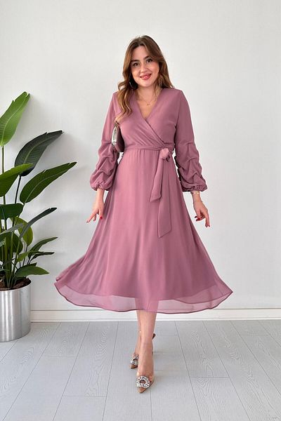 MaziButik Pulbere pentru rochie din șifon de lungime midi