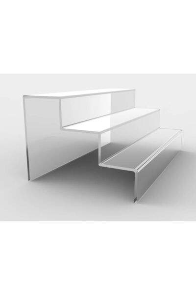 BUBİSTUDİOS Pleksi Stand Pleksi Şeffaf Merdiven Sergileme Standı (3 BASAMAK E...