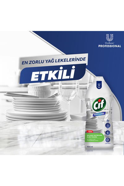 Cif Profesyonel Bulaşık Deterjanı Elde Yıkama 1500 ml X5 Bulaşık Süngeri Hediye
