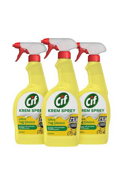 Cif Yüzey Temizleyici Sprey Krem Sprey Ultra Yağ Çözücü 750 Mlx3