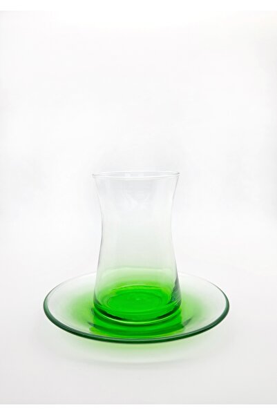 ÖzcamKristal 6 Kişilik 12 Parça Degrade Geçişli Yeşil Çay Bardak Seti – Şık v...