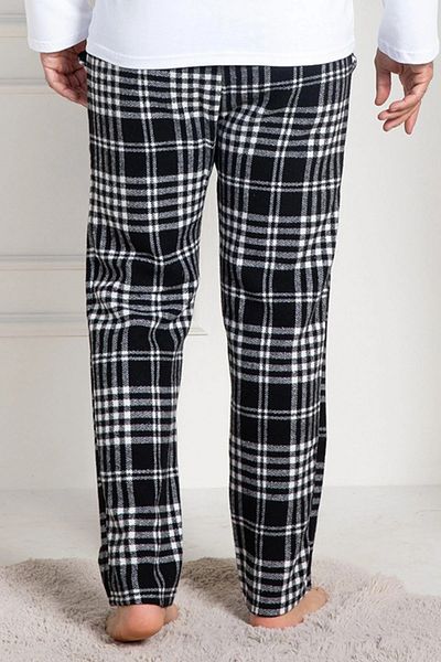 Mecit Pijama Ανδρική μακριά πιτζάμες με μονό πάτο, καρό βαμβακερή τσέπη