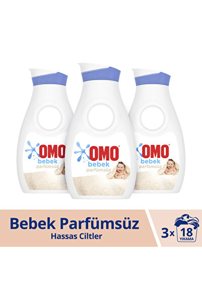 Omo Bebek Sıvı Çamaşır Deterjanı Parfümsüz Hipoalerjenik 900 ml 18 Yıkama 3 Adet