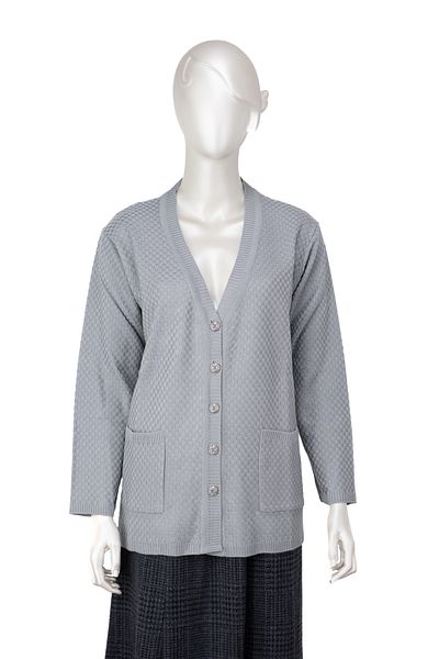 Oppland Women's Seasonal Steel Knitted Mother Cardigan Double Pocket Buttoned Classic Comfortable Cut Full Fit