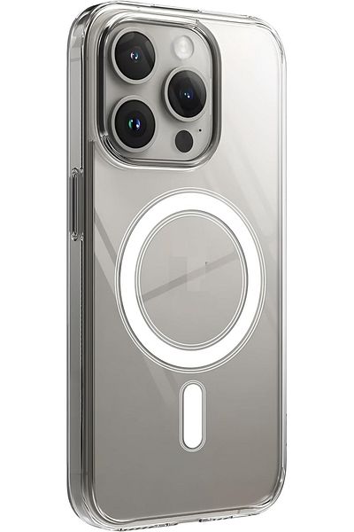 EVAX (حافظة ميكا صلبة) حافظة هاتف iPhone 15 Pro Max متوافقة مع ميكا صلبة شفافة غير صفراء Magsafe Slim Fit