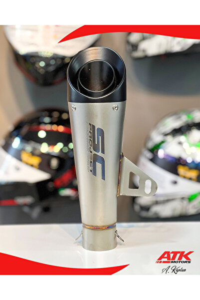 ATK SC Project Egzoz Universal Motosiklet Egzozu Tüp Egzoz Keskin Model Gümüş
