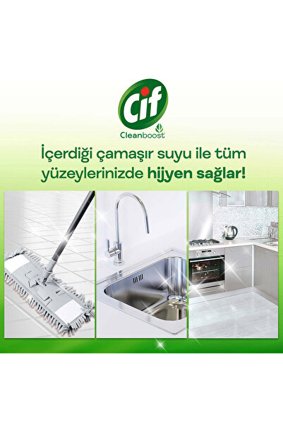 Cif Jel Yüzey Temizleyici Tüm Yüzeyler Bahar Ferahlığı Çamaşır Suyu Katkılı 1500 ml 3 Adet