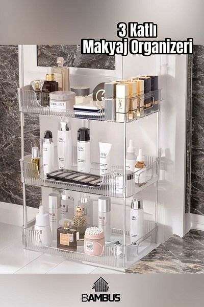Bambus Home 3 Layers Makeup Organizer Makeup/Cosmetic/Kitchen/Bathroom/Jewelry Organizer Multipurpose