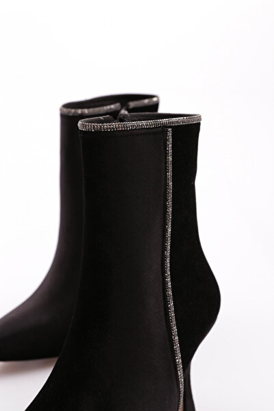 DGN Kadın Topuklu Bot Siyah Kadife 3263532