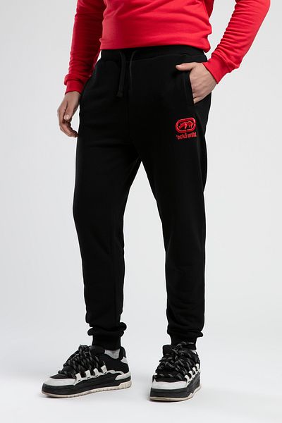 ECKO UNLTD Pierson Black Relaxed Fit Embroidered Loose Fit Men's Tracksuit Bottom