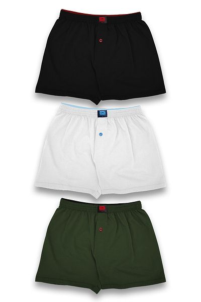 CNT Men's Three-Piece Combed Cotton Buttoned Boxer Premium Package
