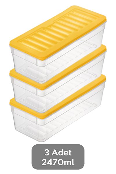 Meleni Home 3-Piece Compatible Organizer Set - Deep Microwave, Food Supply Storage Container, 2470ml Yellow