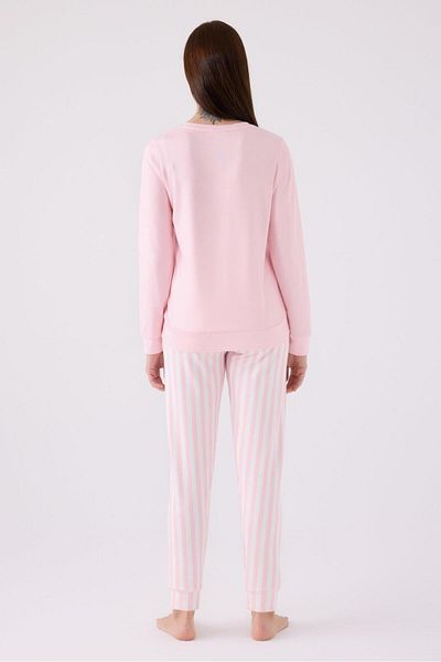 Arnetta Women's Pink Pajama Set, Thermal Winter Pajama Set with Ribbon Inside