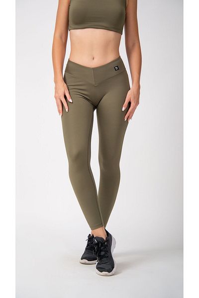 Keep Risen Women's Fitness Leggings Khaki - Slimming Waist and V-Cut Sports Uniforms