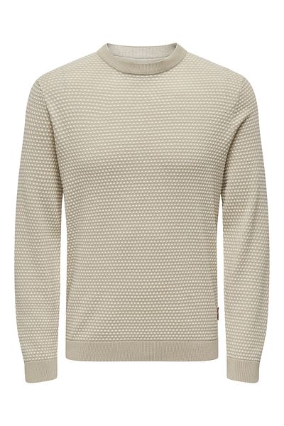 Only & Sons Onstapa Reg 12 Struc Ls Crew Knit Noos 22027602 Silver Lining