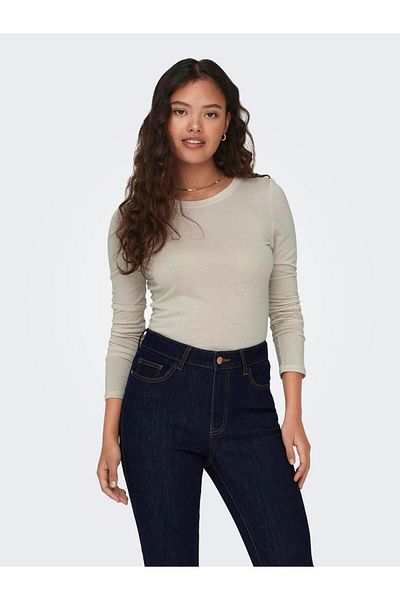 JDY Jdysuma Woolblend - L/S Oneck Top Jrs Noos 15311144   White and Gray