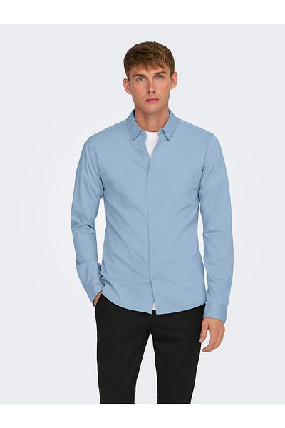 Only & Sons Onsrobin Kaschmirblaues Stretch-Shirt – B/U Ls, Noos Frml, 22031023