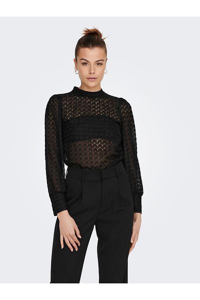 JDY Jdyavery Jrs Noos 15268408   Black L/S Lace Top