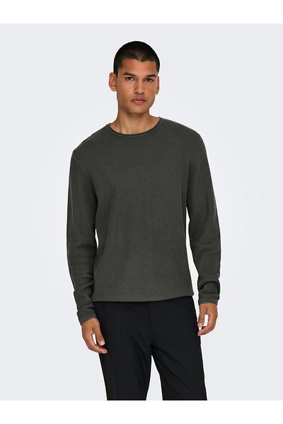 Only & Sons Onseric Reg 12 Struc Crew Knit Noos 22029952 Grey Pinstripe