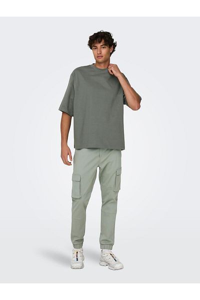 Only & Sons Wassergrüne Cargohose für Herren - Elastisches Bein, ONSCAMStage, CargoCuff, LIFE6687 N