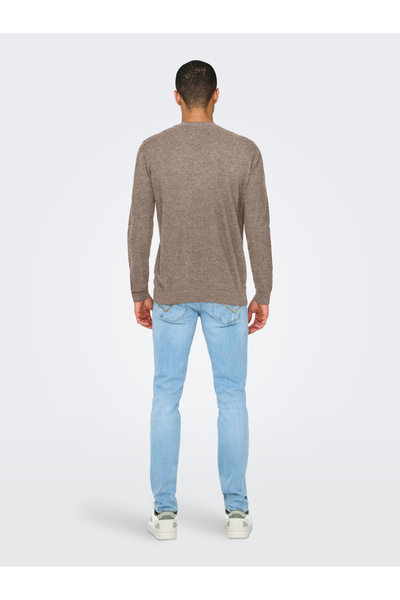 Only & Sons Onsloui Reg 12 Mel Crew Knit Noos 22029951 Desert Taupe