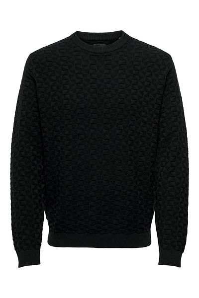 ONLY Onskalle Reg 12 Struc Crew Knit Noos 22026559 Black