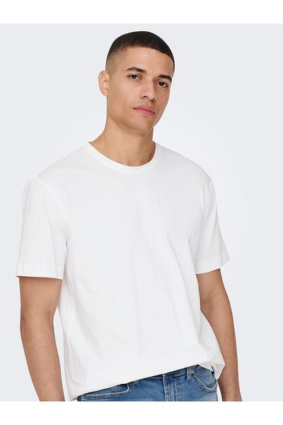 Only & Sons Ανδρικό λευκό μπλουζάκι Max Life Reg Ss Stitch Tee Noos 22025208 -01