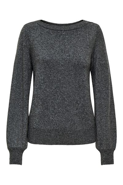 JDY Jdyrue Glitter L/S Boat Pullove Knt Noos 15330648   Dark Gray Melange