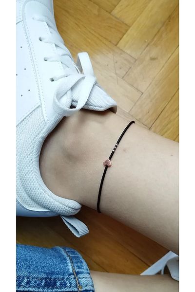 Bella Sera Studio Miyuki Bead Hematite Heart Black Anklet