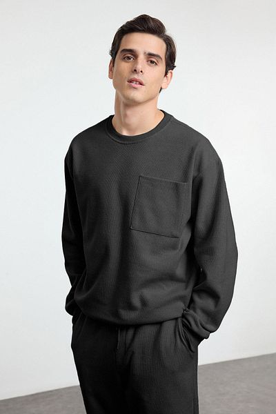 Trendyol Collection Σετ φόρμας Unisex Anthracite Oversize - TMNAW25EM00003