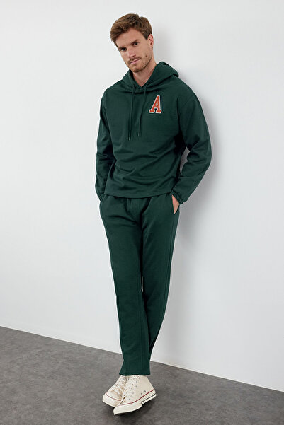 Trendyol Collection Σμαραγδένιο Πράσινο Σετ Φούτερ με κουκούλα με κουκούλα με κέντημα TMNAW25EM00007