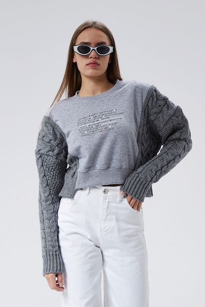 soBasic Hanorac Gigi Gri - Decolteu Crew și Detaliu Tricot