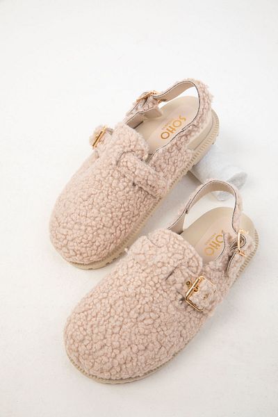 SOHO Beige Plüsch-Damensandalen 19823