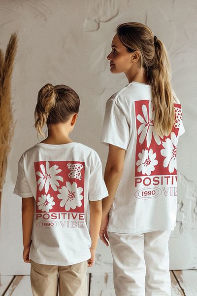 TRENDYOLKIDS White Printed Mini Me T-Shirt for Girls - Tkdaw25Ts00021