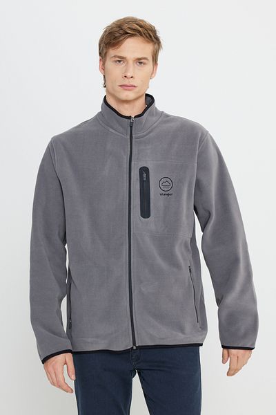 WRANGLER All Terrain Gear Regular Fit Herren-Fleecejacke mit normaler Passform und Stehkragen und Reißverschluss in Grau