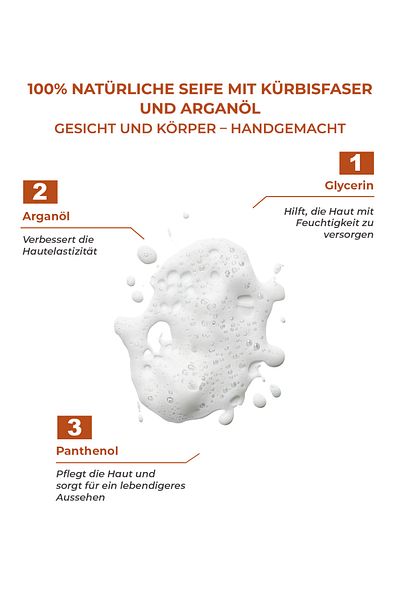 SİNOZ Pür Doğal Reine natürliche Kürbisfaser-Arganöl-Seife für Gesicht und Körper