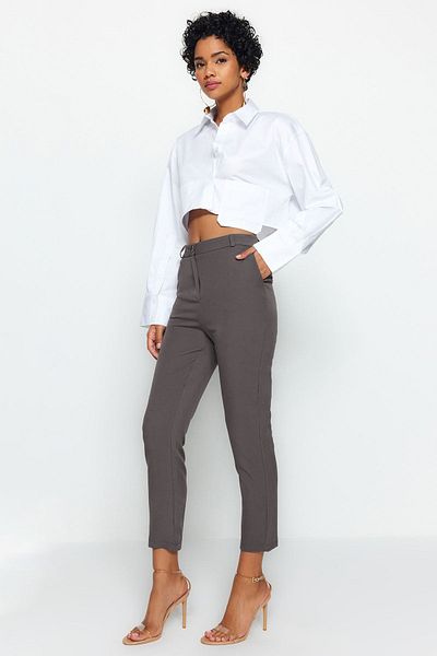 Trendyol Collection Dark Anthracite Basic Cigarette Narrow Leg Woven Fabric Pants Twoss19St0038
