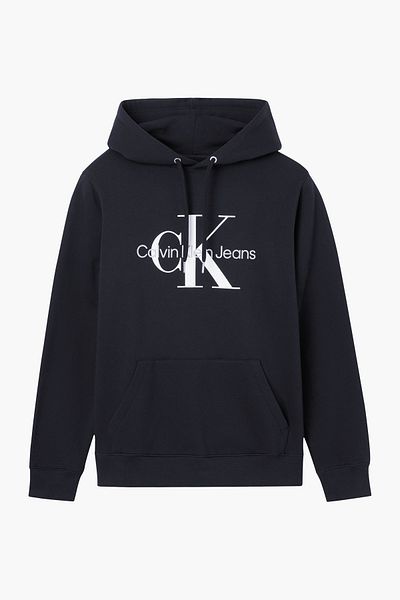 Calvin Klein J30j320934-beh Core Monogram Hoodie Rundhalsausschnitt Regular Fit Uni Schwarz Herren Sweatshirt