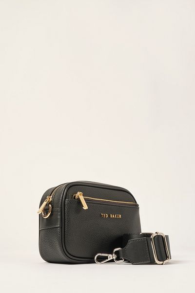 Ted Baker Black Floater Skin Zipper Detailed Strap Camera Crossbody Bag 2689