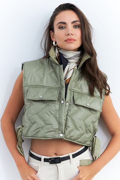 Cool & Sexy Mintfarbene Damen-Crop-Weste – IS808