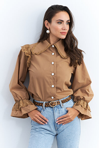 Cool & Modest Női teve baba galléros csipkeing MQS1839