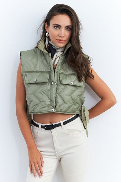 Cool & Sexy Mintfarbene Damen-Crop-Weste – IS808
