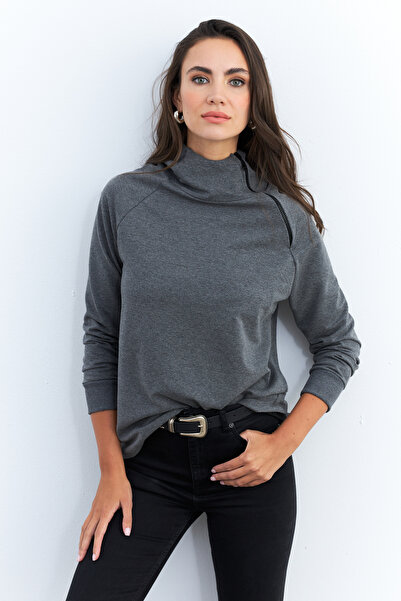 Cool & Sexy Dámská antracitová mikina na zip Tf11