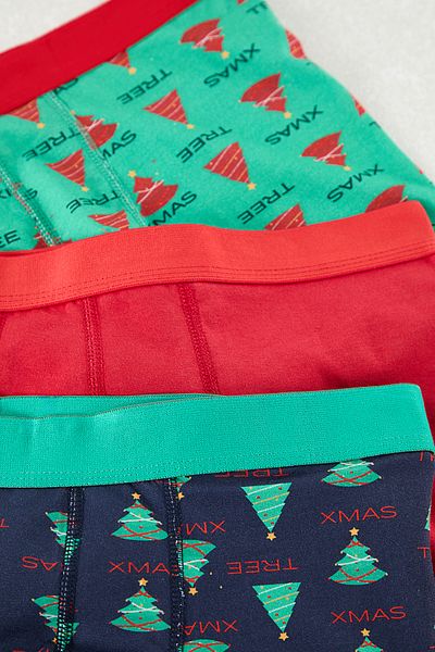 Trendyol Collection Újévi nyomtatott 3 db pamut boxer készlet - TMNAW25BX00024