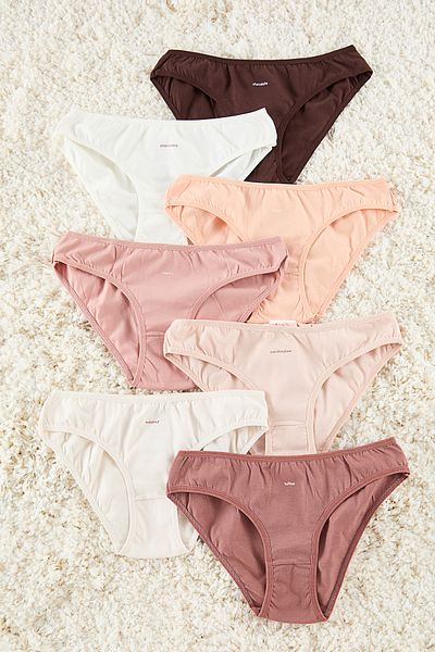 Trendyol Collection Slip tricotat clasic cu slogan din bumbac, multicolor, pachet de 7 THMAW25KU00030