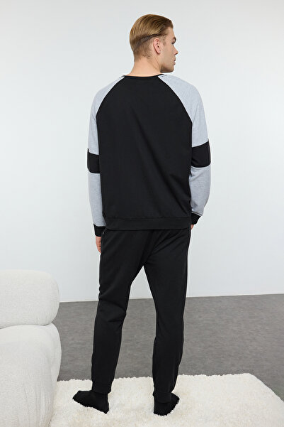Trendyol Collection Black Color Block Knitted Pajamas Set Tmnaw25Pt00017