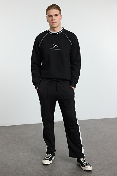 Trendyol Collection Μαύρο oversize/φαρδιά κοπή με ανοιχτό πόδι, χρωματιστό φαρδύ παντελόνι TMNAW25EA00006