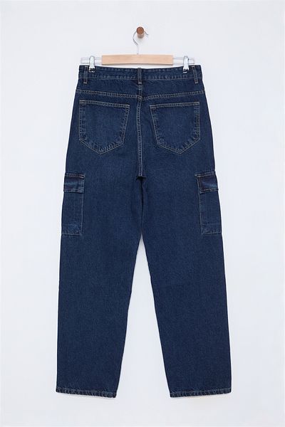 Trendyol Collection Baggy Cargo Loose Jeans - Μεσαίο Μπλε TMNAW25JE00002